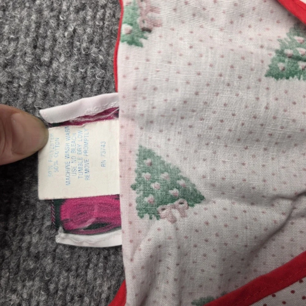 Vtg Holiday Kitchen Lot Haband Christmas Tree Apron Top XL + 4 Hand Towels Noel